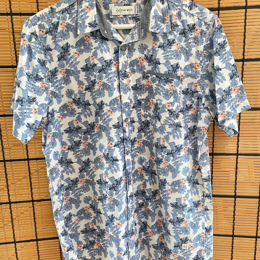 Blue and White Casual Button Down Shirt